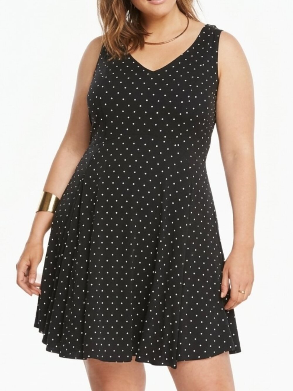 TORRID Plus Size Polka Dot Challis Dress Black White V-Neck Sleeveless Preppy 18